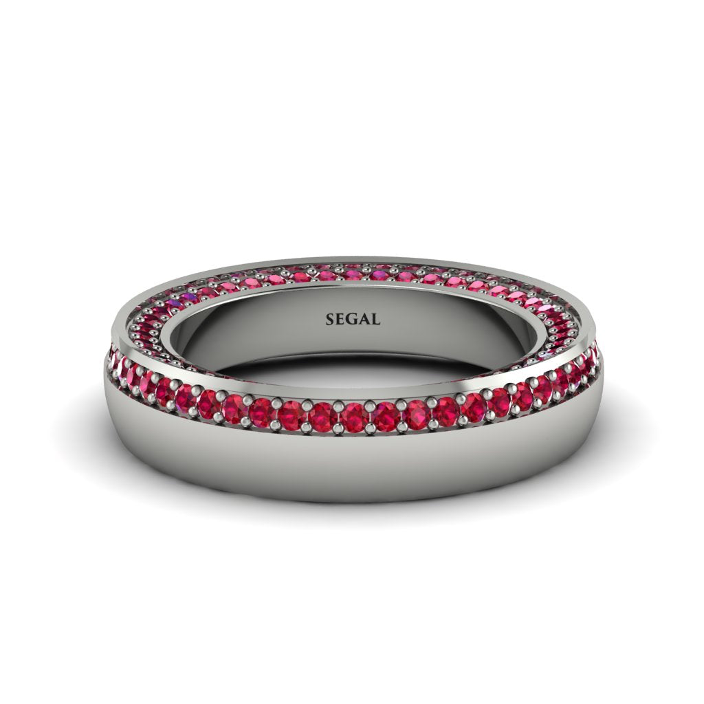 1.2Ct Ruby Double Halo Wedding Band - Lux No. 12