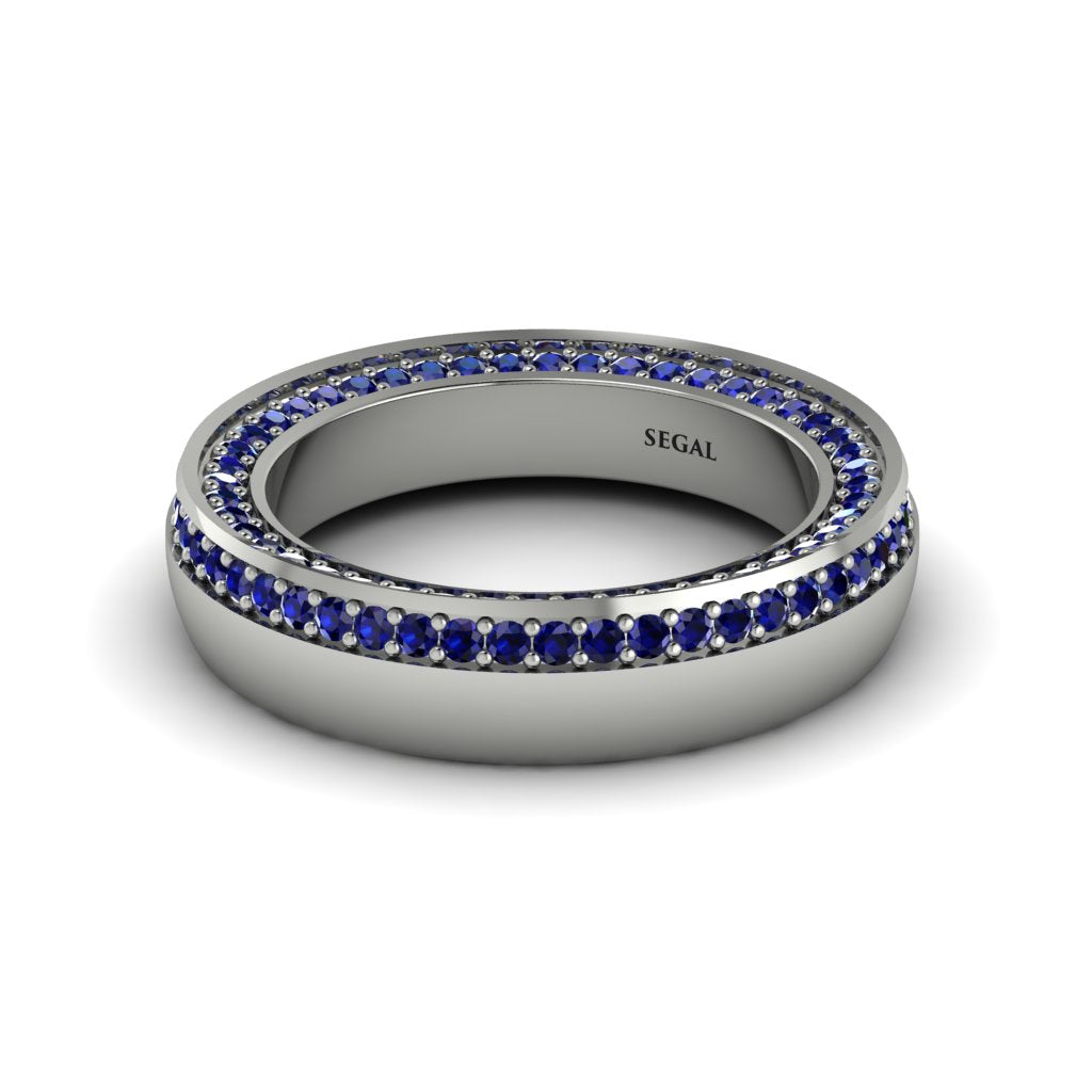 1.2Ct Sapphire Double Halo Wedding Band - Lux No. 15