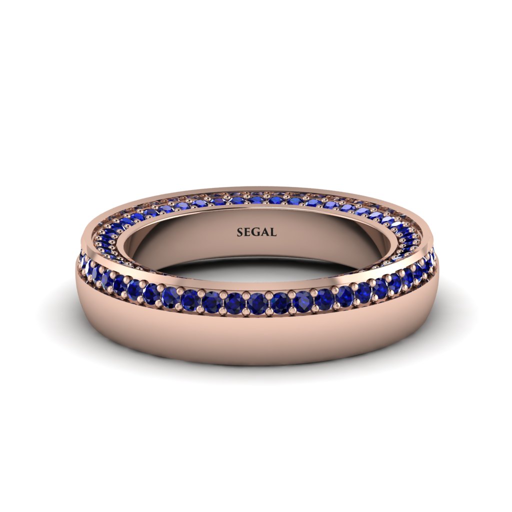1.2Ct Sapphire Double Halo Wedding Band - Lux No. 14