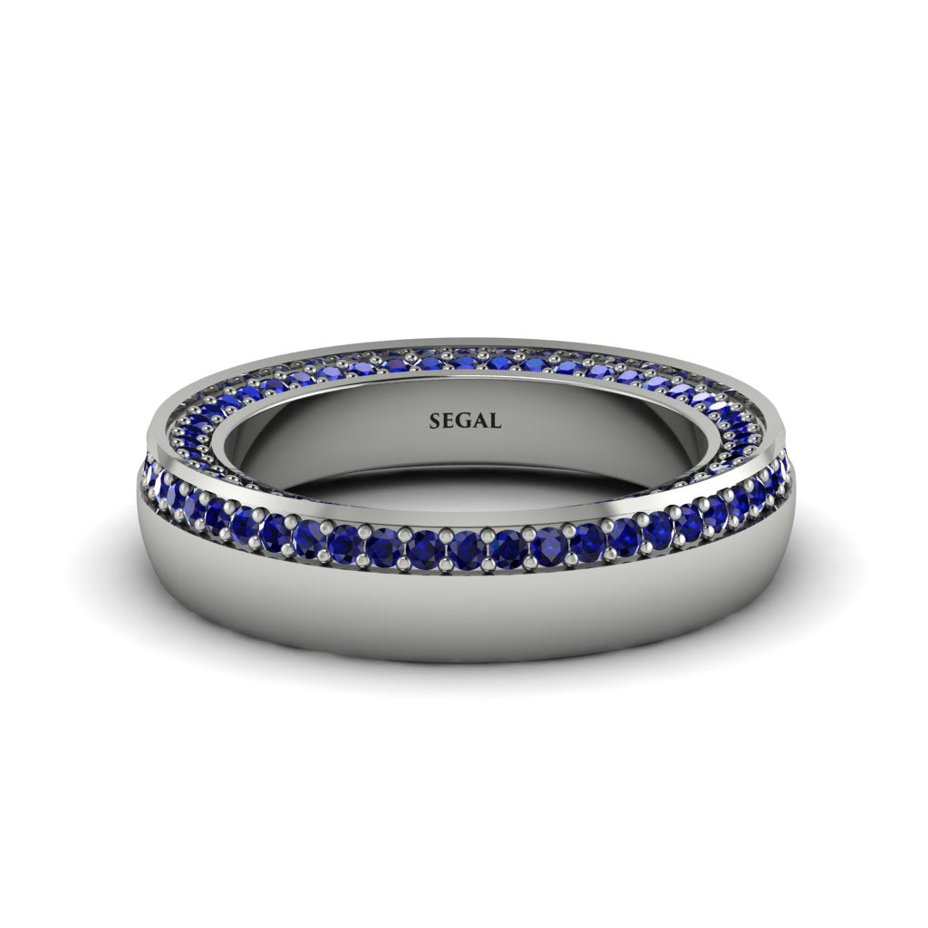 1.2Ct Sapphire Double Halo Wedding Band - Lux No. 15