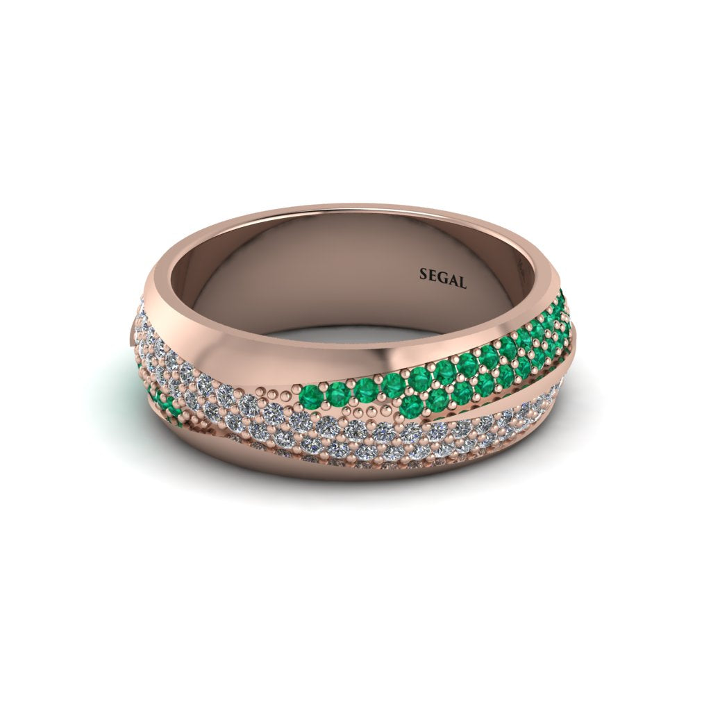 1.4Ct Diamond & Emerald Eternity Wedding Ring - Merritt No. 17