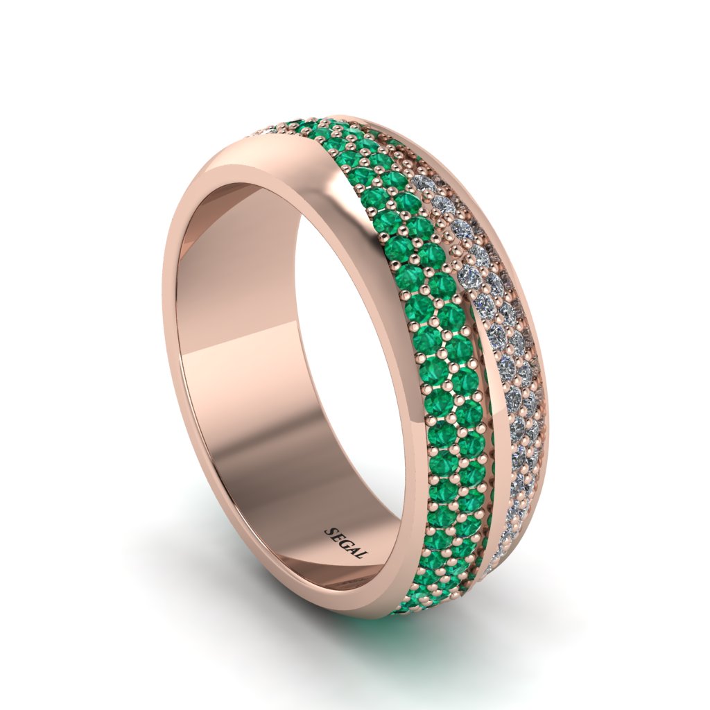 1.4Ct Emerald & Diamond Eternity Wedding Ring - Merritt No. 5