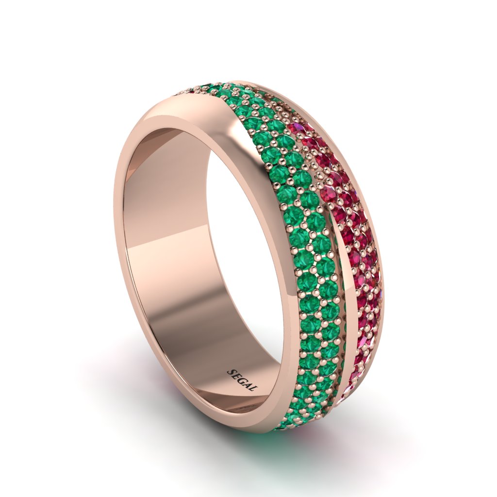 1.4Ct Emerald & Ruby Eternity Wedding Ring - Merritt No. 50