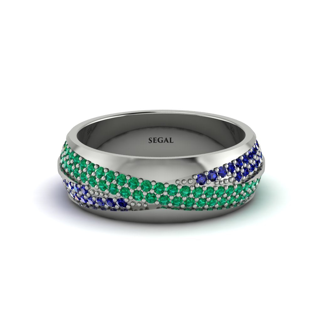 1.4Ct Emerald & Sapphire Eternity Wedding Ring - Merritt No. 66