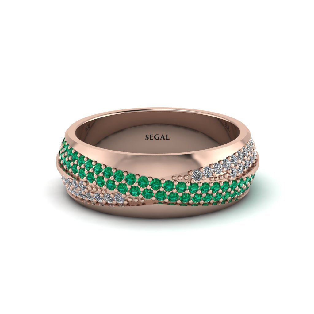 1.4Ct Emerald & Diamond Eternity Wedding Ring - Merritt No. 5