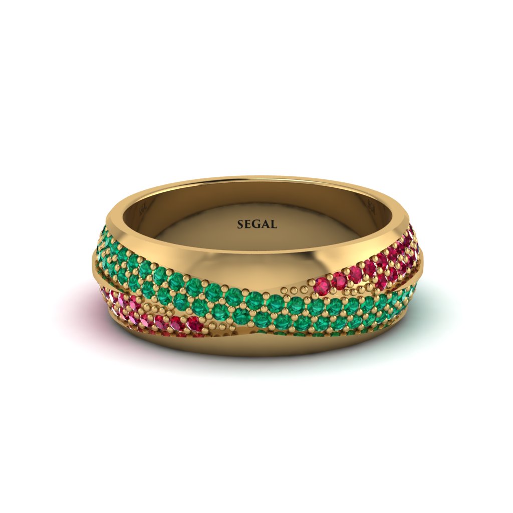 1.4Ct Emerald & Ruby Eternity Wedding Ring - Merritt No. 49