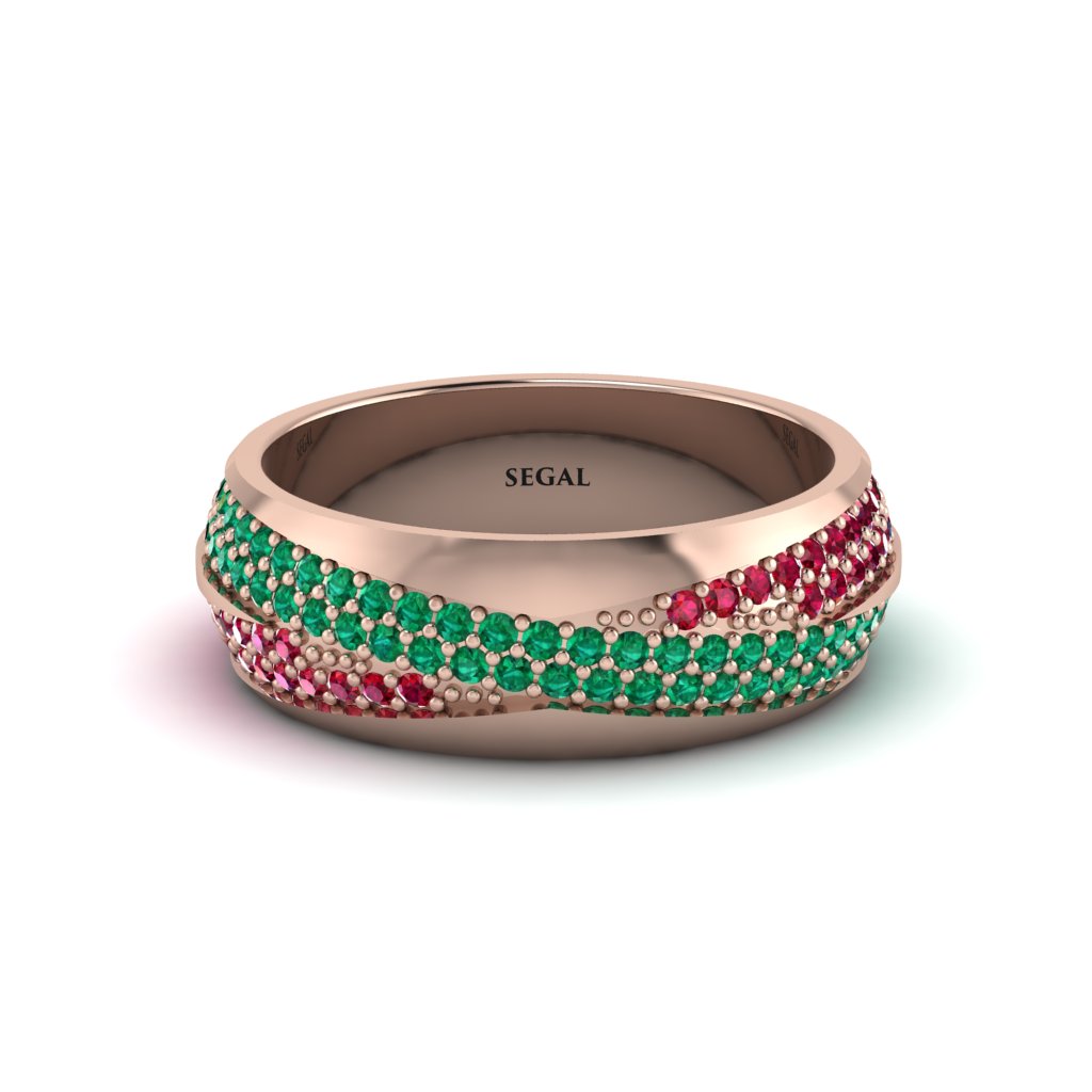 1.4Ct Emerald & Ruby Eternity Wedding Ring - Merritt No. 50