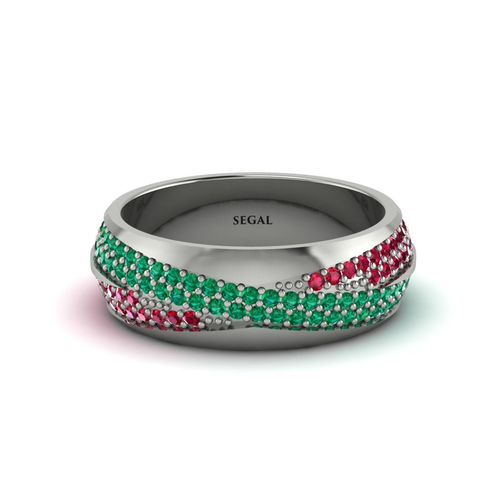 1.4Ct Emerald & Ruby Eternity Wedding Ring - Merritt No. 51