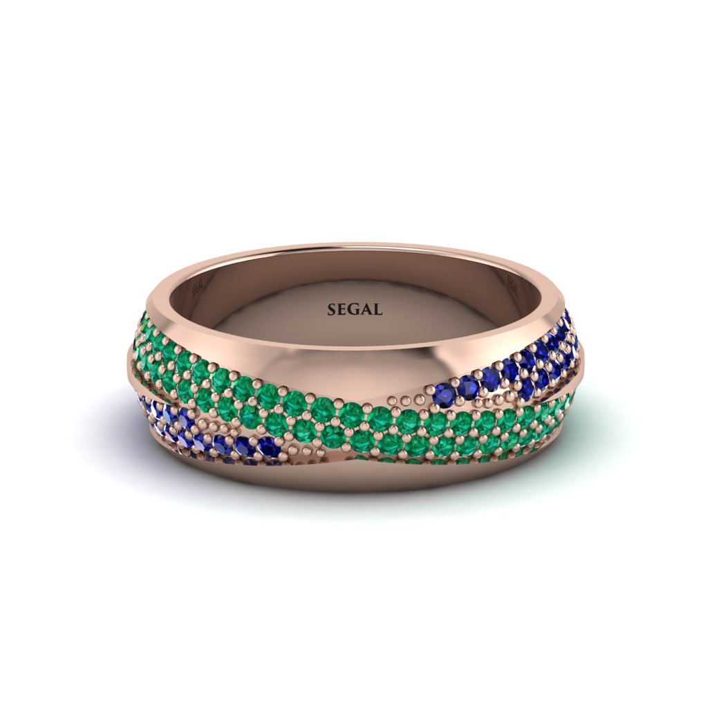 1.4Ct Emerald & Sapphire Eternity Wedding Ring - Merritt No. 65
