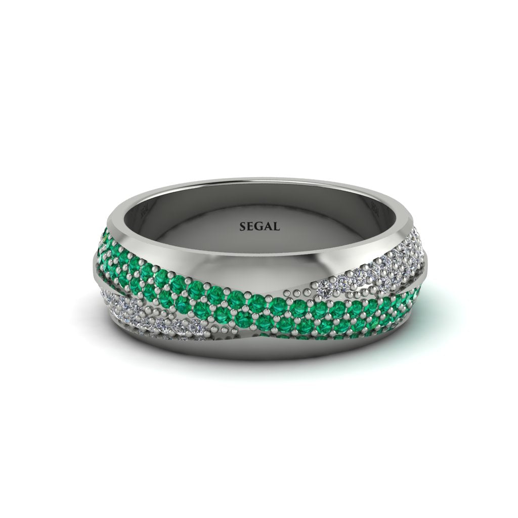1.4Ct Emerald & Diamond Eternity Wedding Ring - Merritt No. 6