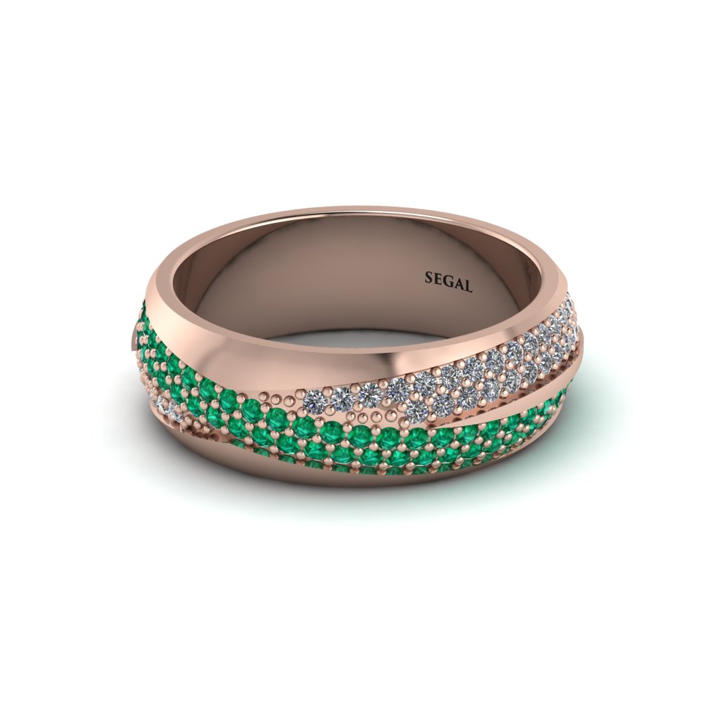 1.4Ct Emerald & Diamond Eternity Wedding Ring - Merritt No. 5