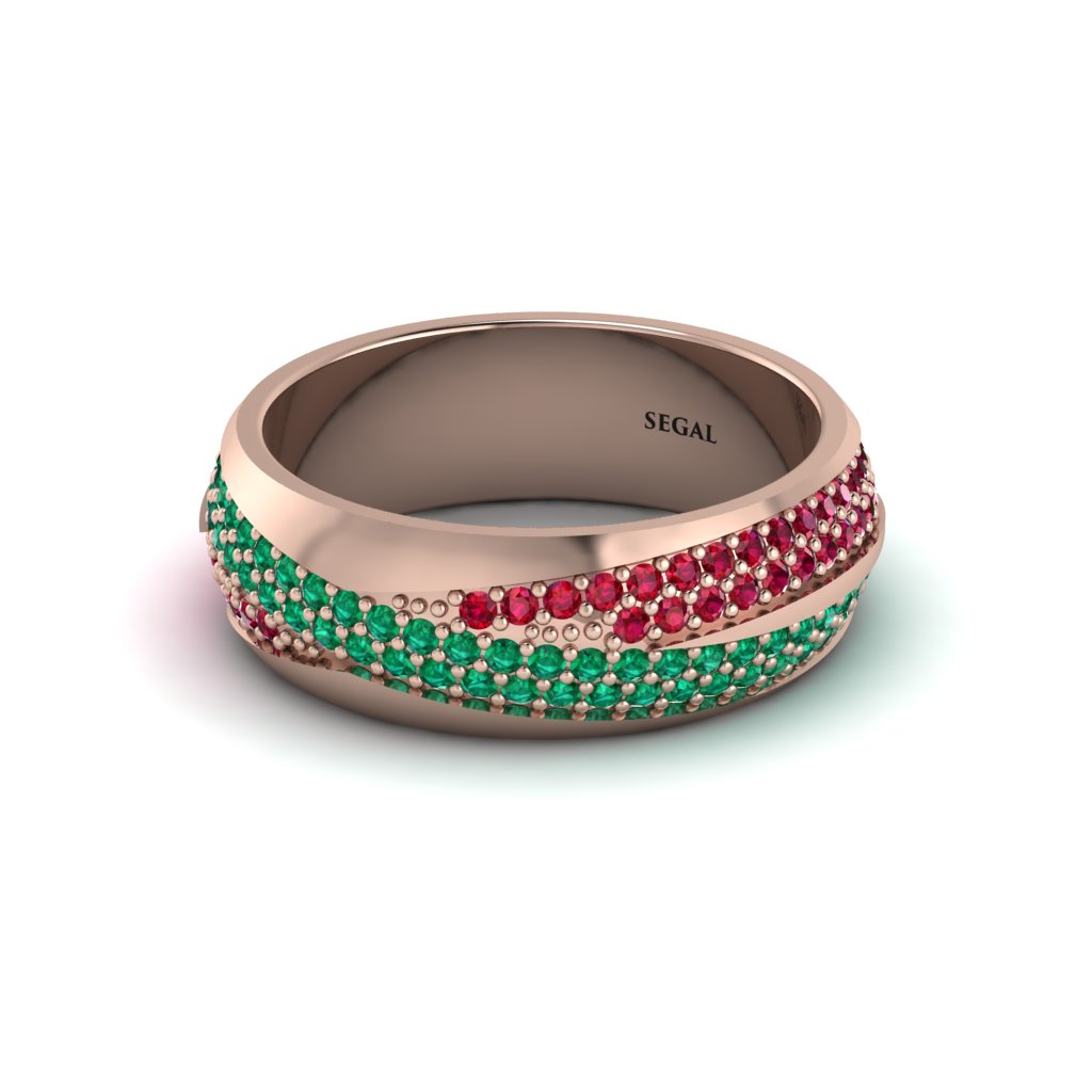1.4Ct Emerald & Ruby Eternity Wedding Ring - Merritt No. 50