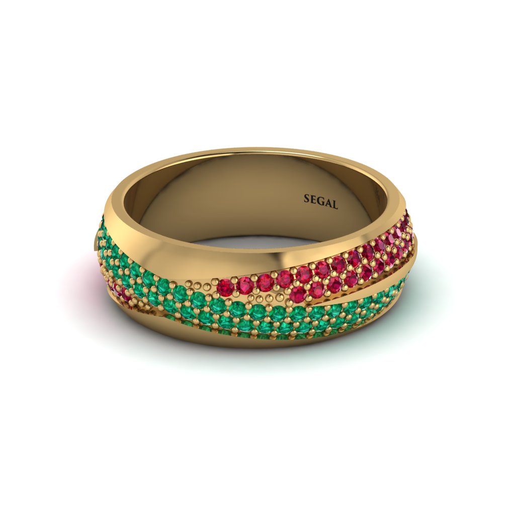 1.4Ct Emerald & Ruby Eternity Wedding Ring - Merritt No. 49