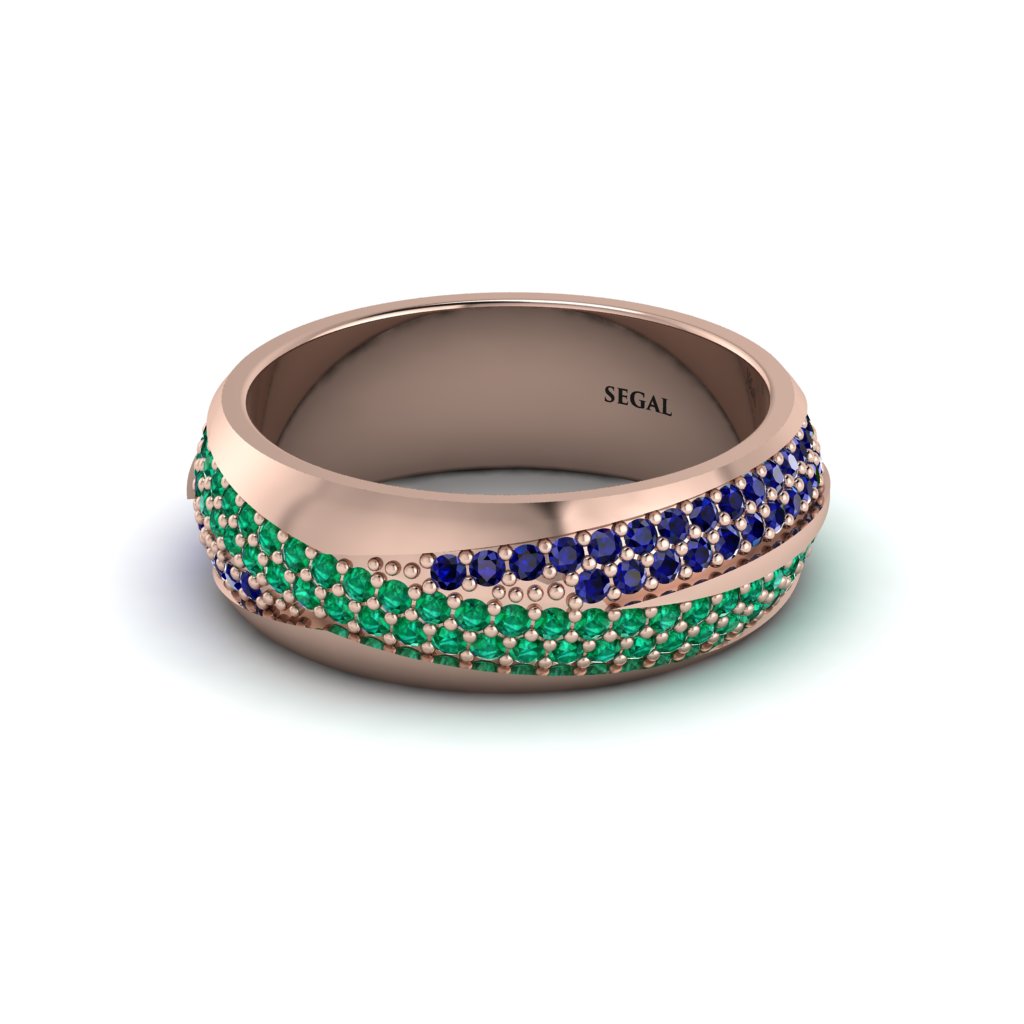 1.4Ct Emerald & Sapphire Eternity Wedding Ring - Merritt No. 65