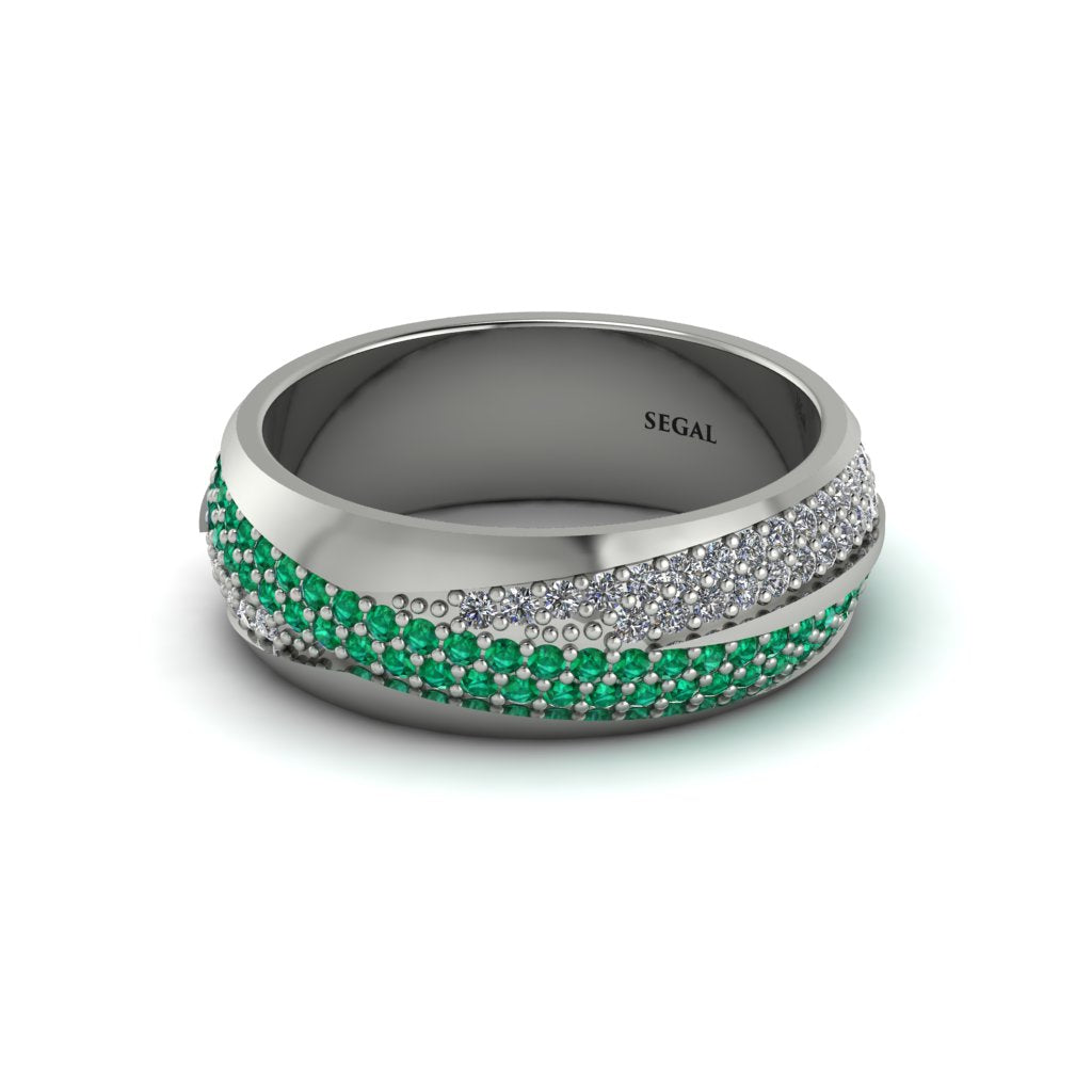 1.4Ct Emerald & Diamond Eternity Wedding Ring - Merritt No. 6