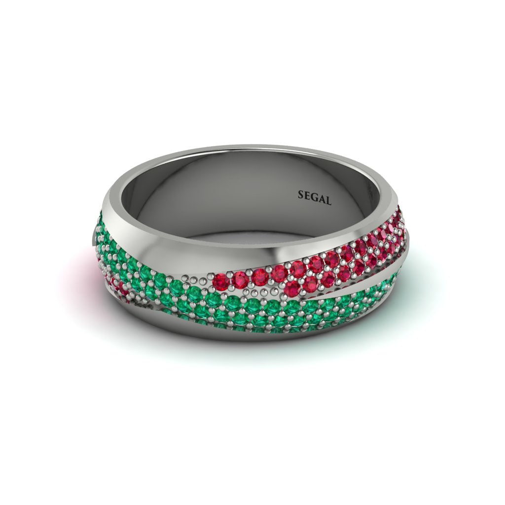 1.4Ct Emerald & Ruby Eternity Wedding Ring - Merritt No. 51