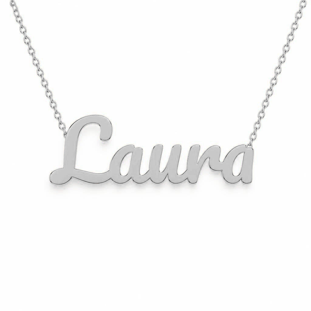Gold Name Necklace – Laura | 14K Solid Gold