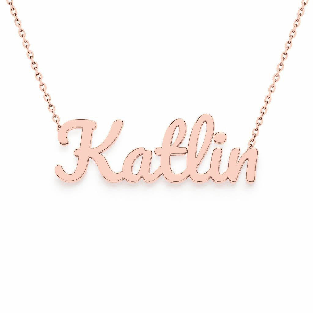 Gold Name Necklace – Katlin | 14K Solid Gold