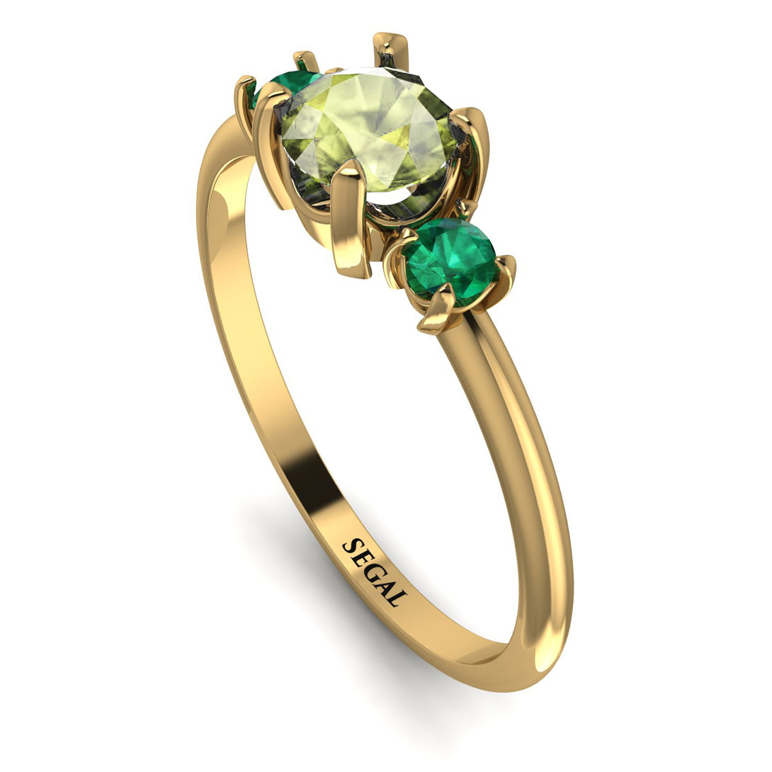 Classic Three Stone Peridot Engagement Ring - Valentina No. 704