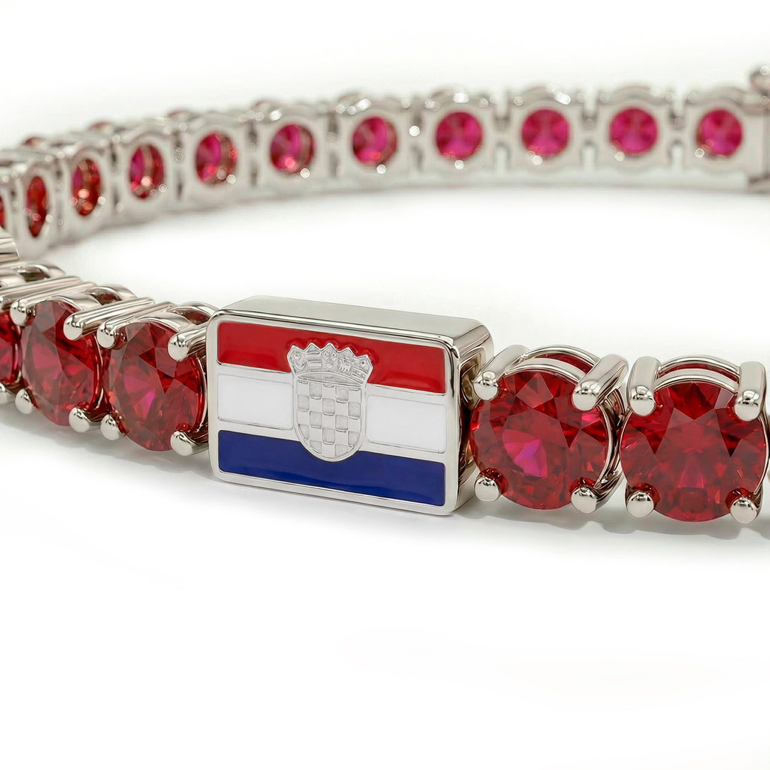 Ruby Tennis Bracelet with Croatia Flag no. 12