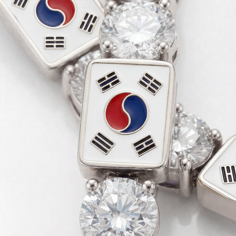 Diamond Tennis Bracelet with South Korea Flag no. 3