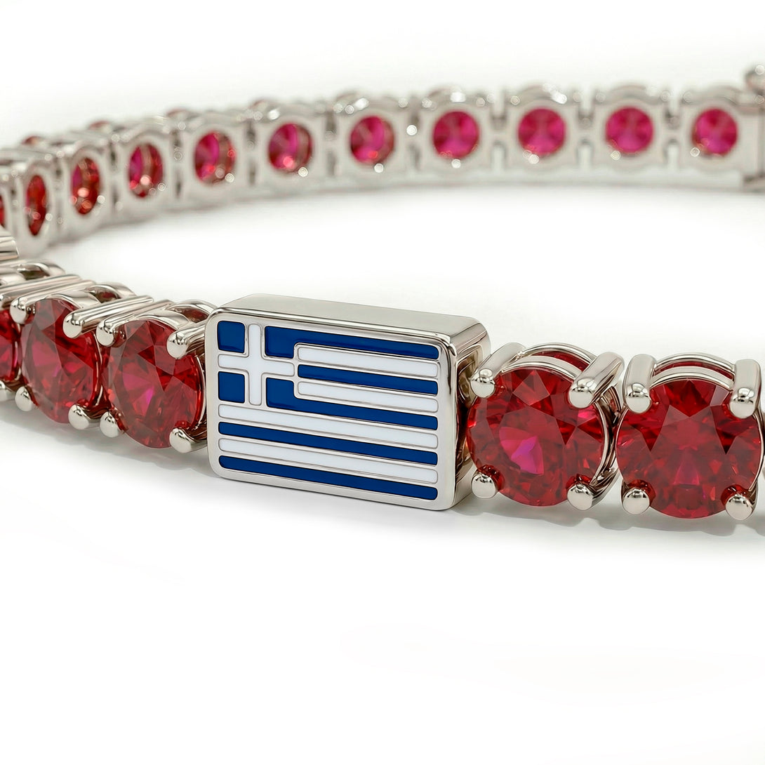 Ruby Tennis Bracelet with Greece Flag no. 12