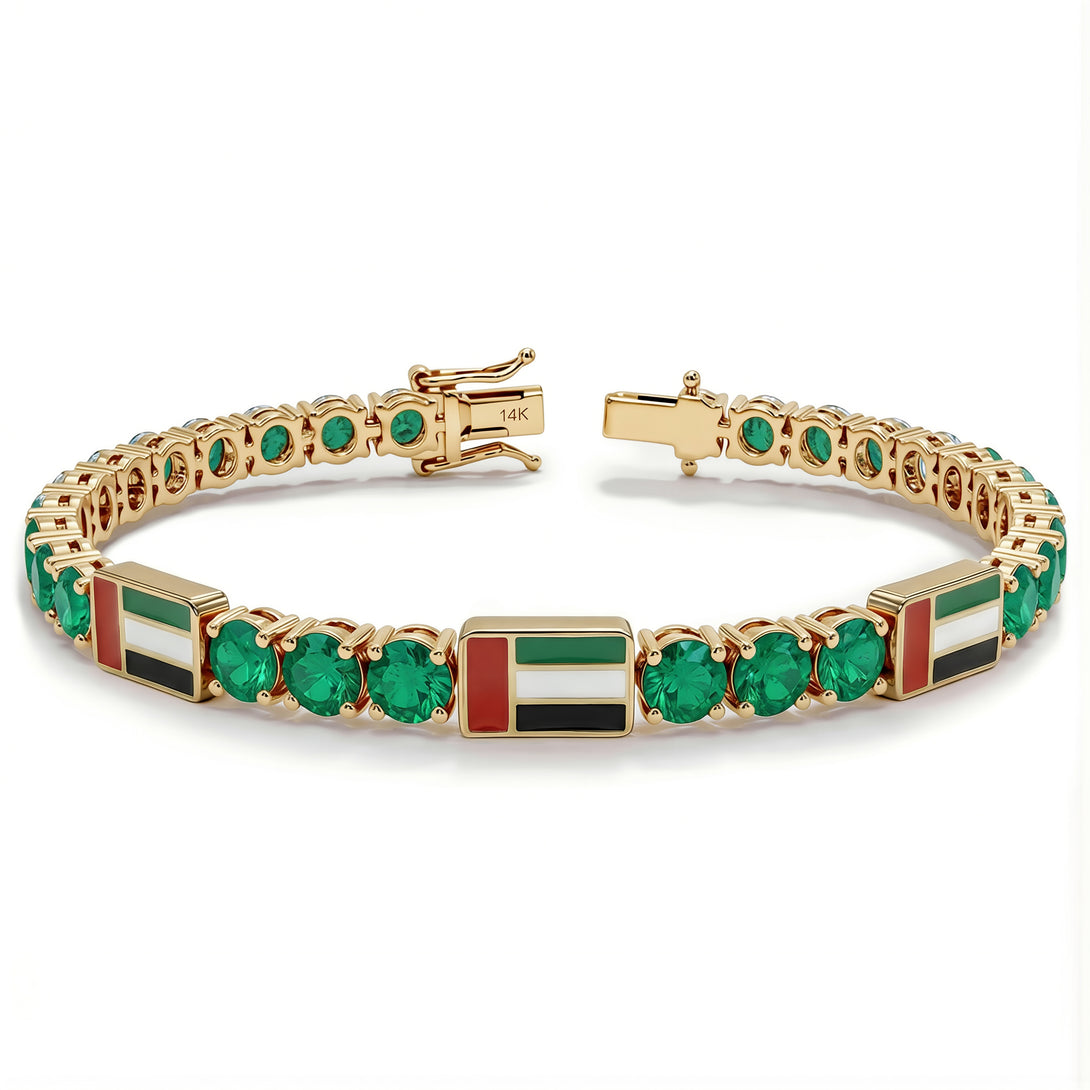 Emerald Tennis Bracelet with United Arab Emirates Flag no. 4