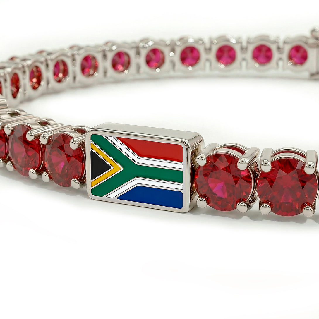Ruby Tennis Bracelet with South Africa Flag no. 12