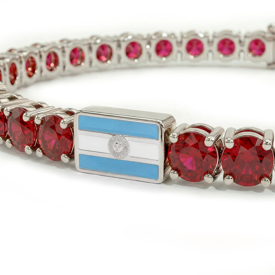 Ruby Tennis Bracelet with Argentina Flag no. 12