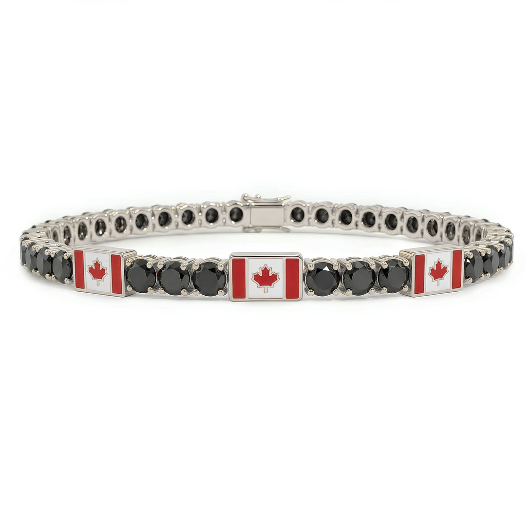 Black Diamond Tennis Bracelet with Canada Flag no. 9