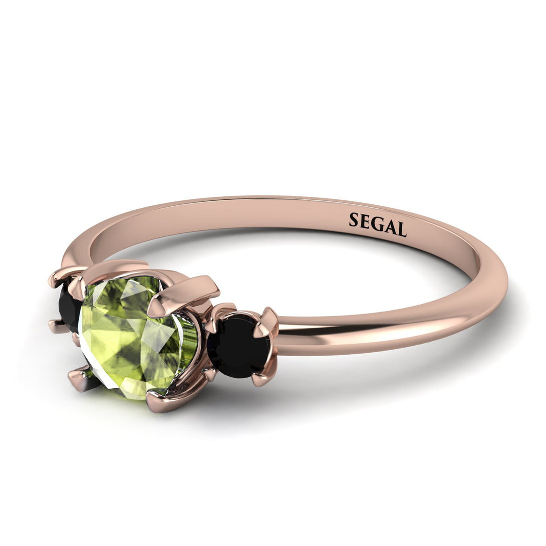 Classic Three Stone Peridot Engagement Ring - Valentina No. 708