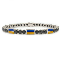 Black Diamond Tennis Bracelet with Ukraine Flag no. 9 image 1