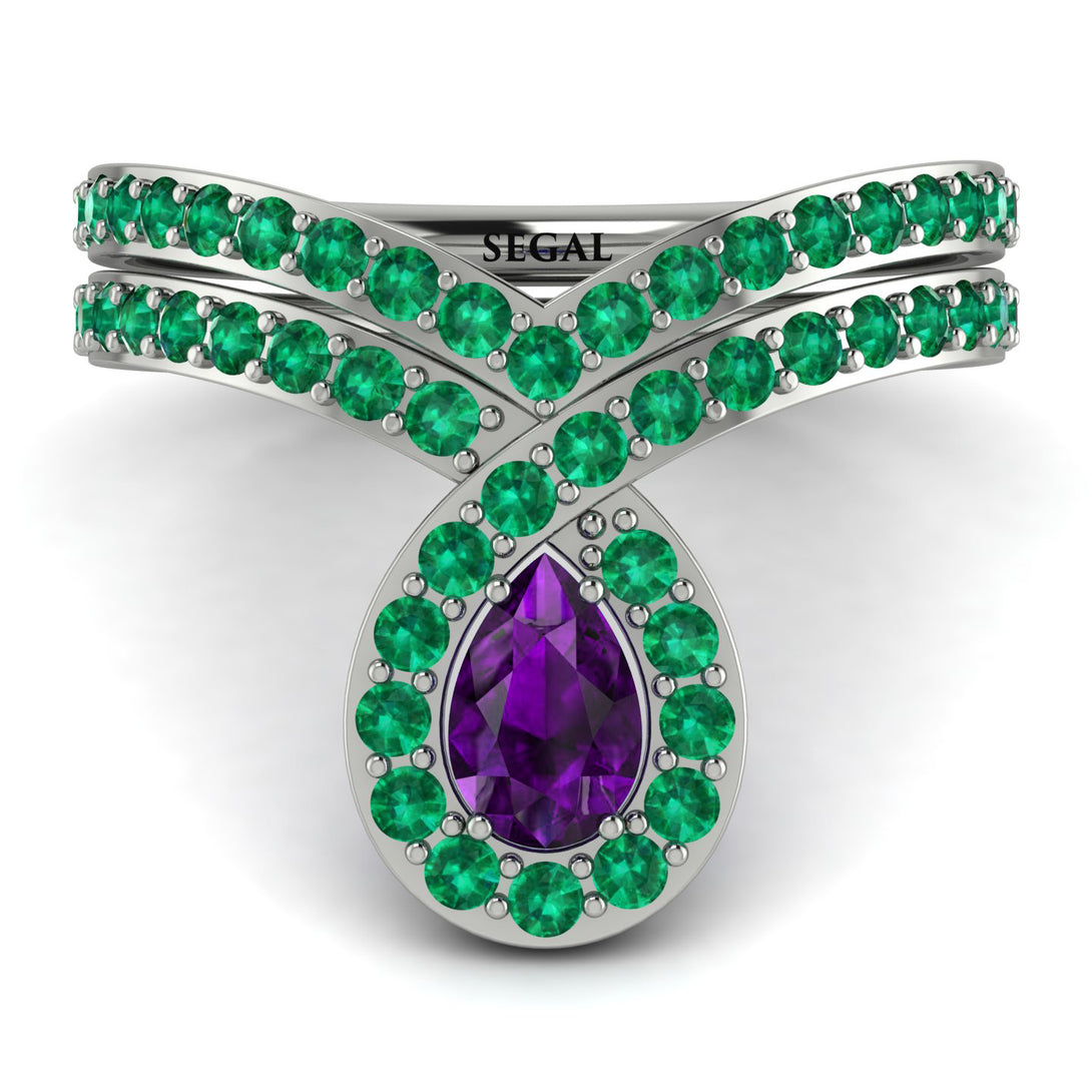 Amethyst Pear Shape Stacking Bridal Set - Emilia No. 306