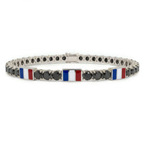 Black Diamond Tennis Bracelet with France Flag no. 9 image 1