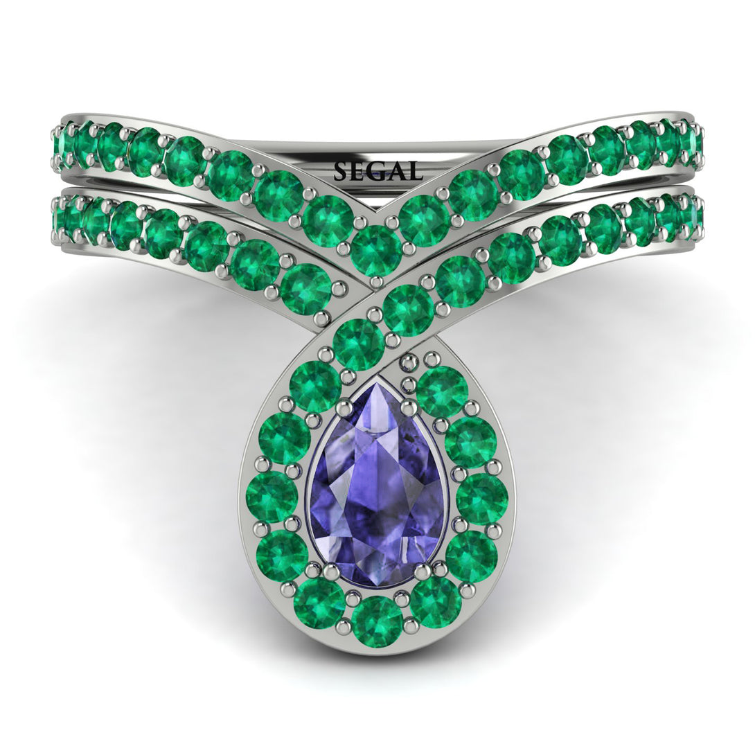 Tanzanite Pear Shape Stacking Bridal Set - Emilia No. 206