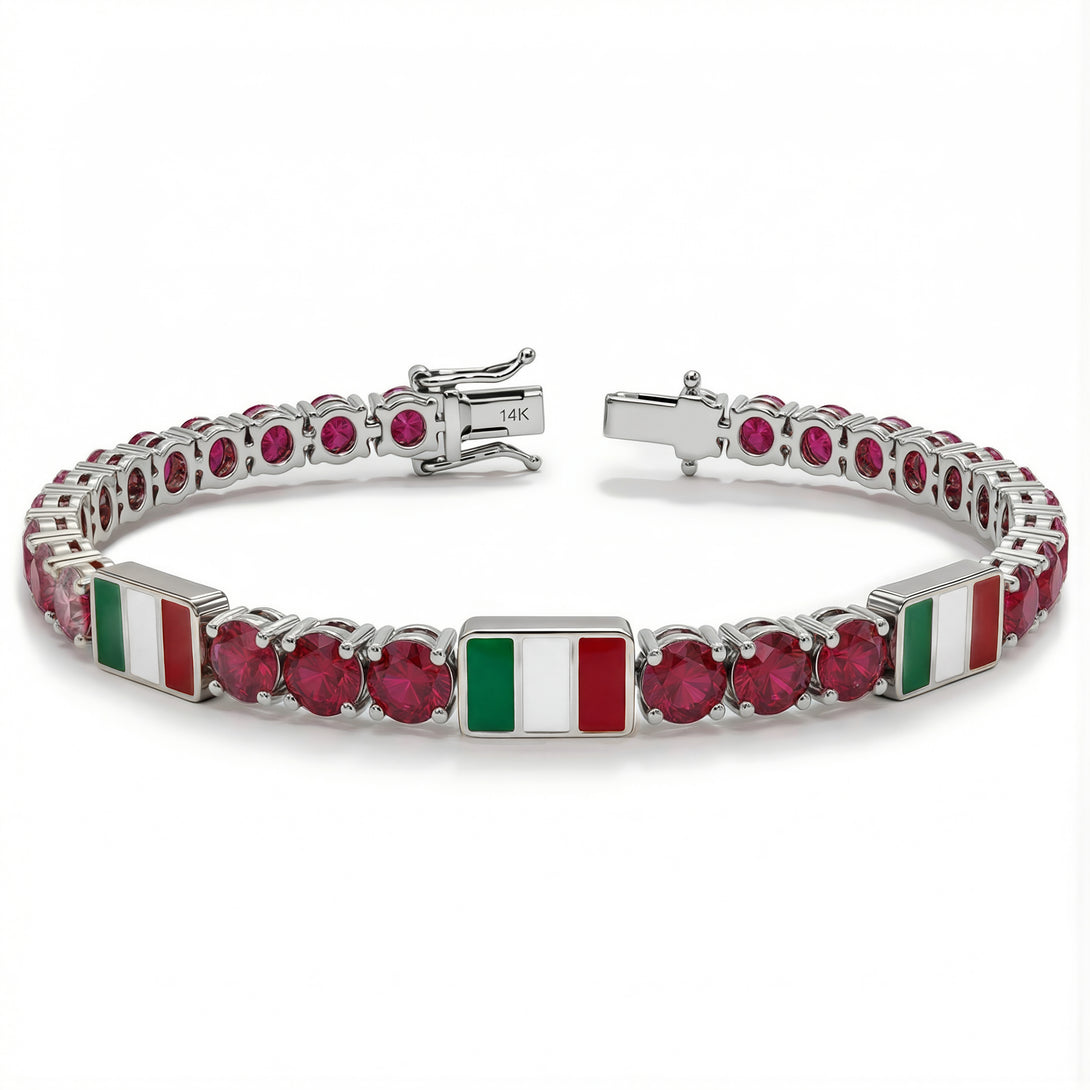 Ruby Tennis Bracelet with Mexico Flag no. 12