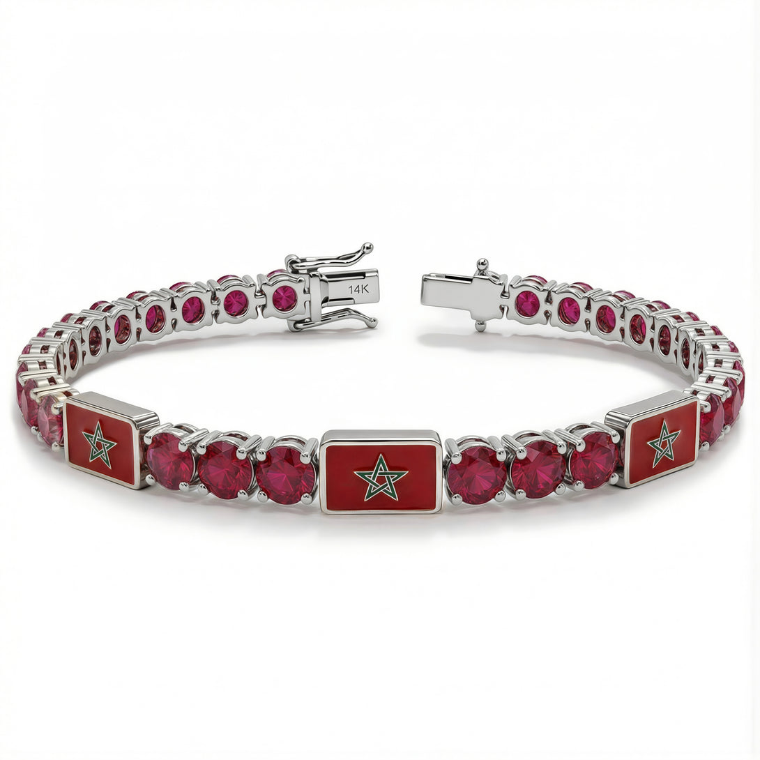 Ruby Tennis Bracelet with Morocco Flag no. 12