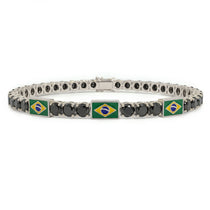 Black Diamond Tennis Bracelet with Brazil Flag no. 9 image 1