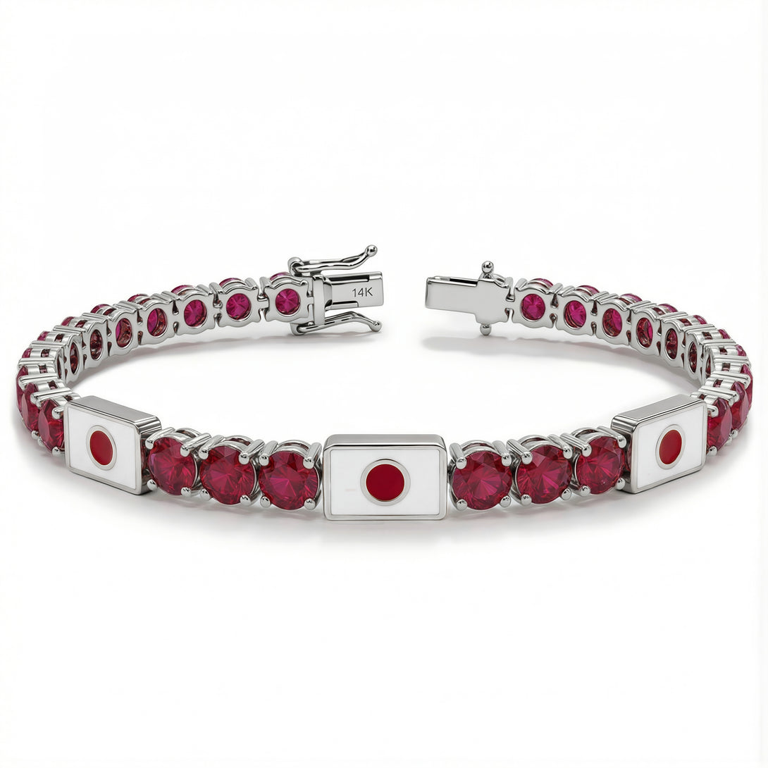 Ruby Tennis Bracelet with Japan Flag no. 12