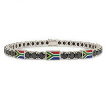 Black Diamond Tennis Bracelet with South Africa Flag no. 9 image 1