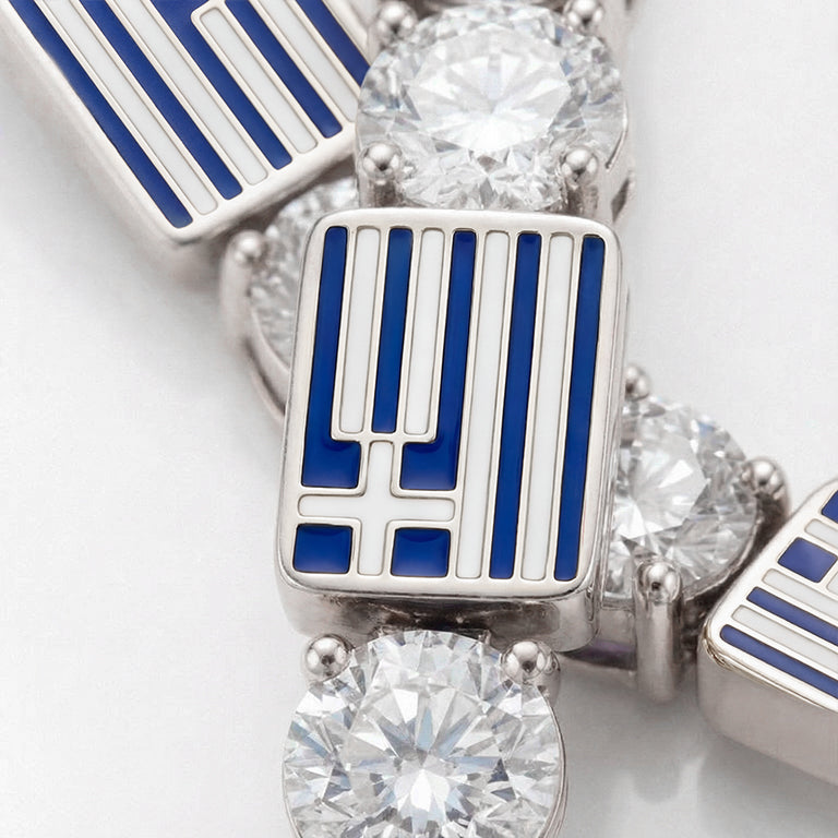 Diamond Tennis Bracelet with Greece Flag no. 3