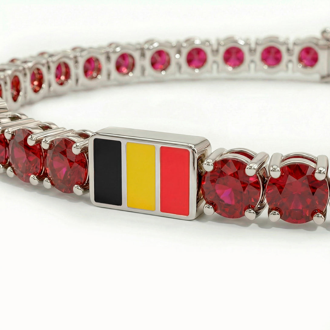 Ruby Tennis Bracelet with Belgium Flag no. 12