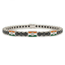 Black Diamond Tennis Bracelet with India Flag no. 9 image 1