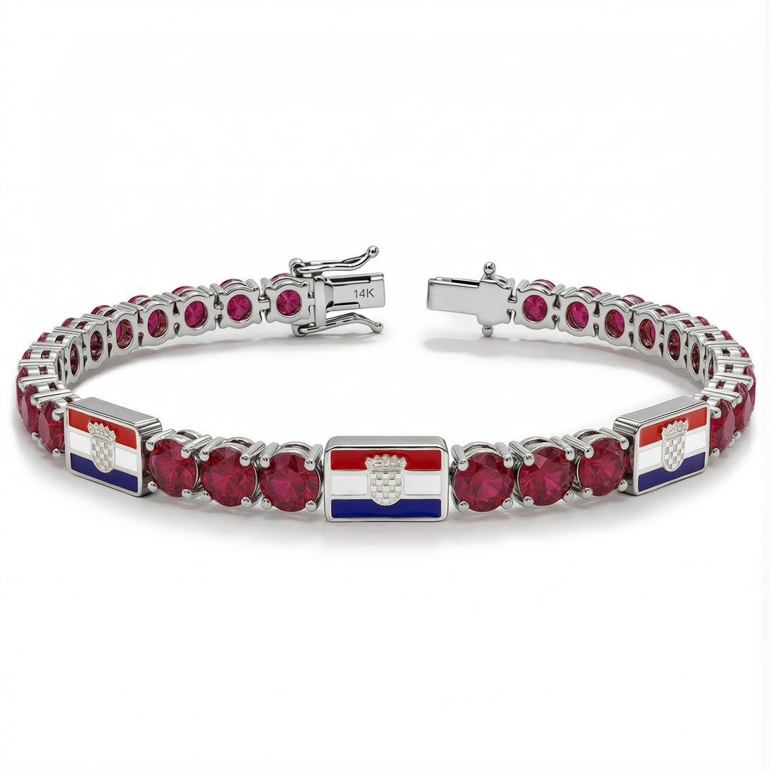 Ruby Tennis Bracelet with Croatia Flag no. 12