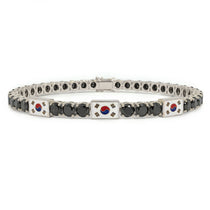 Black Diamond Tennis Bracelet with South Korea Flag no. 9 image 1