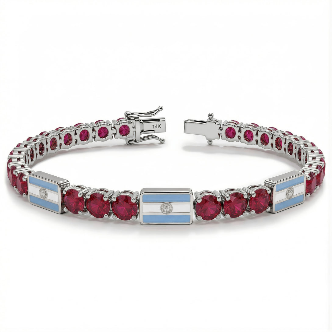 Ruby Tennis Bracelet with Argentina Flag no. 12