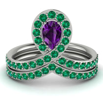 Amethyst Pear Shape Stacking Bridal Set - Emilia No. 306 image 1