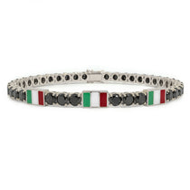 Black Diamond Tennis Bracelet with Italy Flag no. 9 image 1