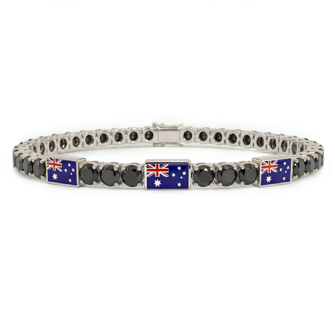 Black Diamond Tennis Bracelet with Australia Flag no. 9