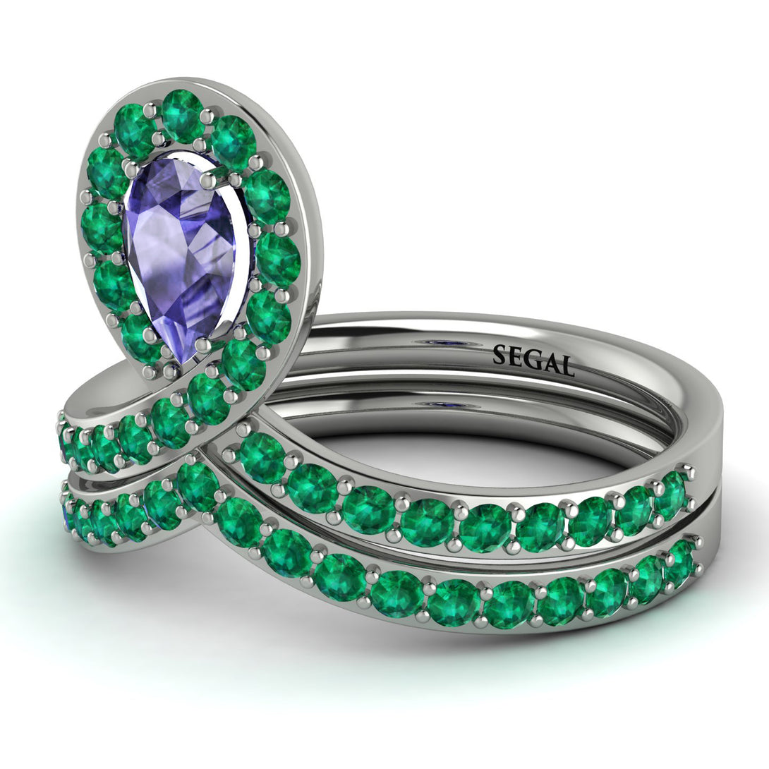 Tanzanite Pear Shape Stacking Bridal Set - Emilia No. 206